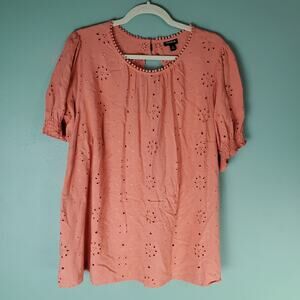 Torrid Womens Apricot Brandy Abbey Challis Eyelet Back Cutout Top Size 2